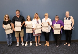 Retiring Staff Honored before School Board Meeting