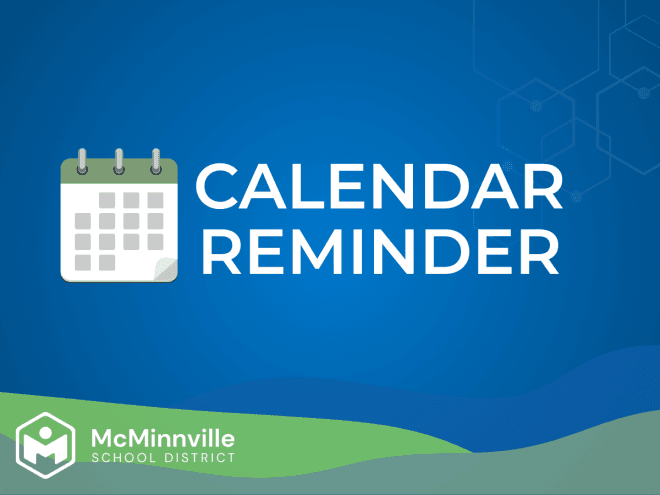 A graphic with an image of a calendar reads "Calendar Reminder"